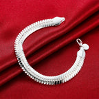 10mm Snake Chain Bracelet 21cm 925 Sterling Silver Noble Men Women Wedding