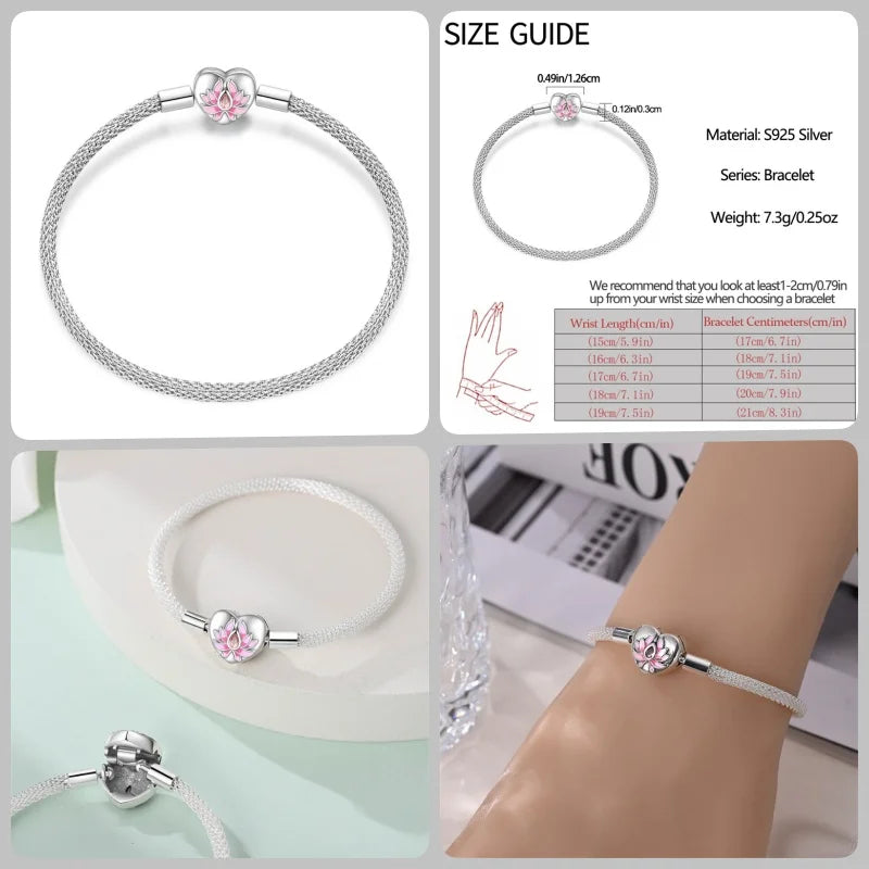 925 Silver 17-20CM Heart Pave Zirconia Original Bracelets Infinity Bracelet Fit DIY Charms Bead Birthday Jewelry Gifts Hot Sale