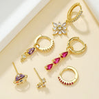 Luxury Geometric Multicolor Zircon Crystal Water Drop Pendant Earrings