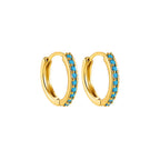 Fashion Crystal Zirconia Small Hoop Earring Geometric Circle Green