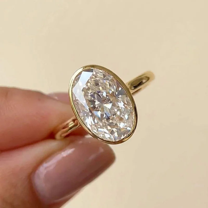 925 Sterling Silver Zircon Fashionable Simple Oval Ring Engagement Wedding Luxury Hot Sales
