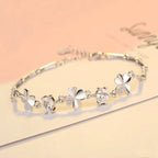 Zircon Lucky Clover Bracelet 925 Sterling Silver Crystals Wedding Jewellery