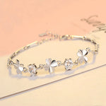 Zircon Lucky Clover Bracelet 925 Sterling Silver Crystals Wedding Jewellery