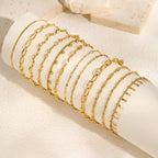 Gold Plated Link Bracelet for Women, Stainless Steel Stackable Chain Wristband, Adjustable Waterproof Jewelry