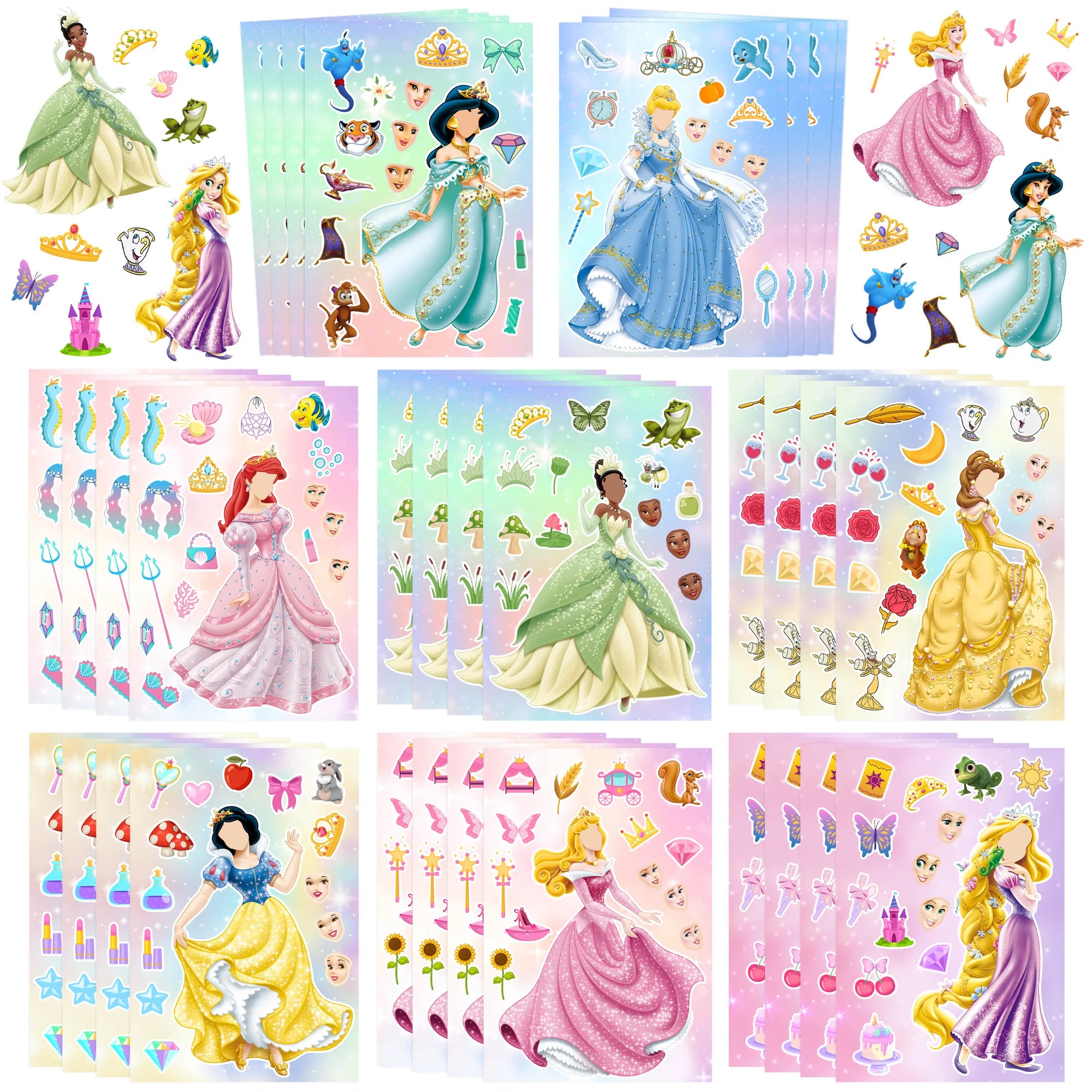 32pc Disney Princess Make a Face Stickers DIY Party Bags Favours - Ship from UK