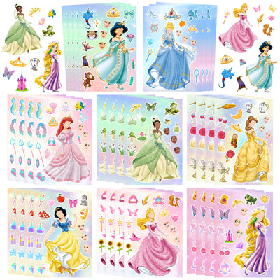 32pc Disney Princess Make a Face Stickers DIY Party Bags Favours - Ship from UK
