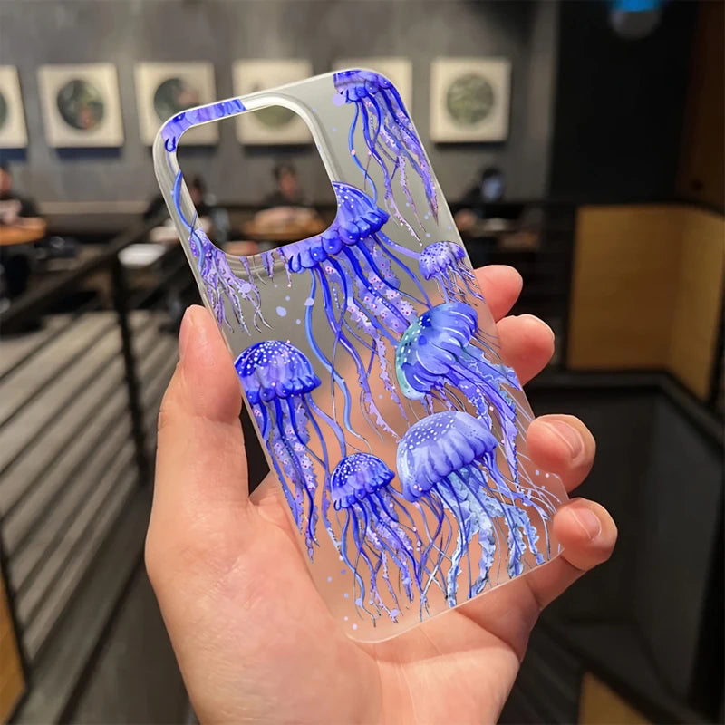 Ocean Jellyfish Print Case for iPhone 17 16 15 14 13 12 Pro Max