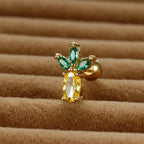 12 Styles Crystal Zircon Mini Fruit Stud Earrings Stainless Steel