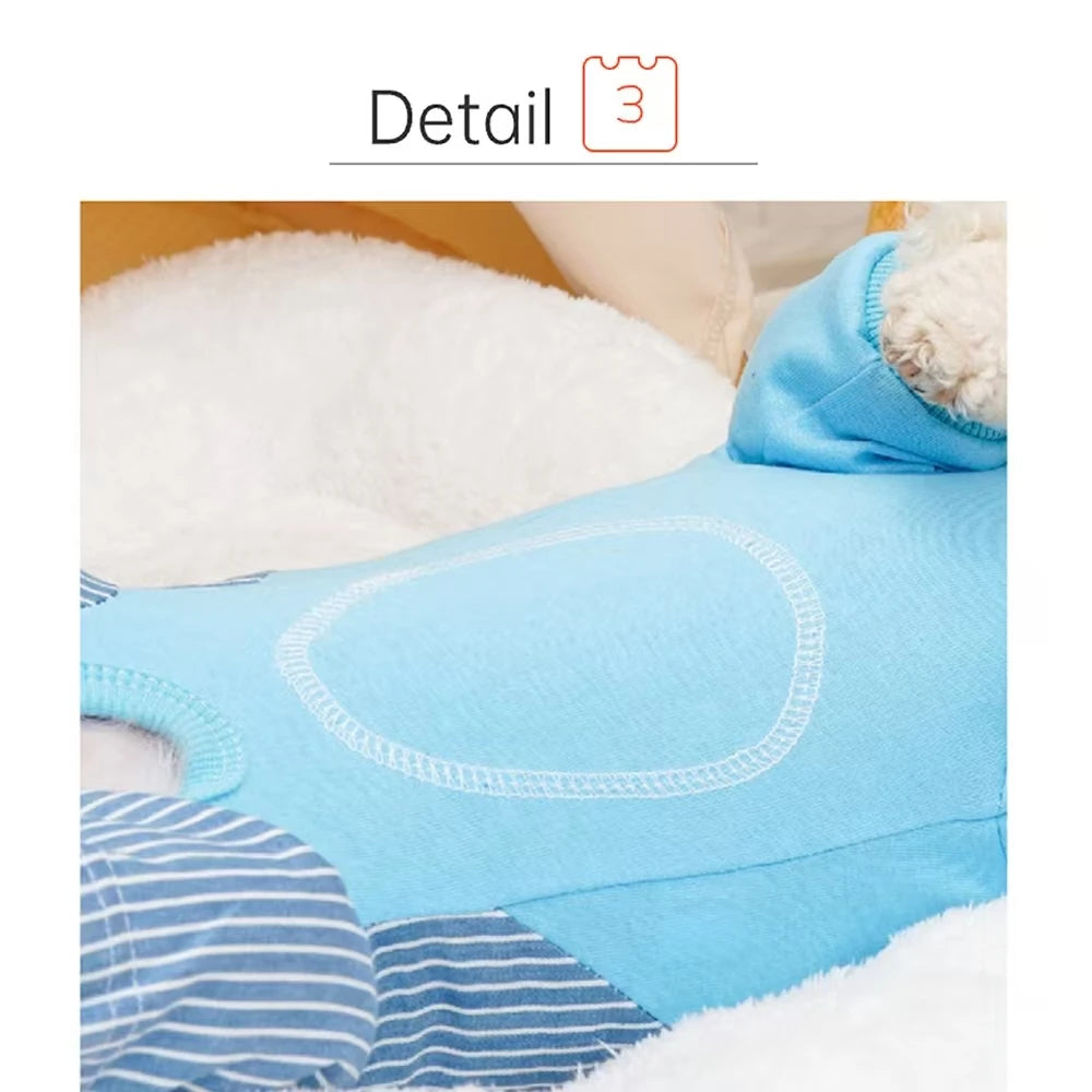 All-Season Soft Pet Shirt Puppy Kitten Breathable Cotton Striped Outfit
