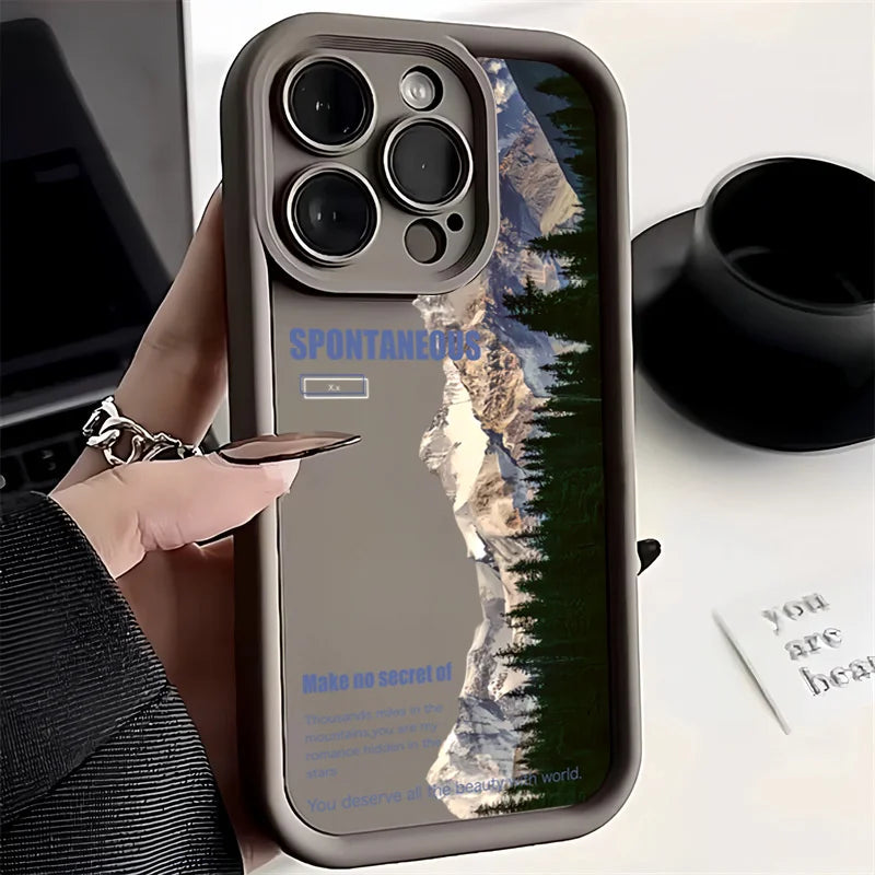 Landscape Mountain Train Case for iPhone 16 15 14 13 12 11 Pro Max XR 7 8