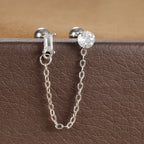 Stainless Steel Zircon Crown Stud Earrings Women 18K Gold Double Studs