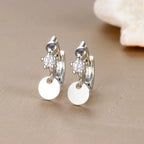 2023 Simple Crystal Zircon Small Hoop Earrings Disc Pendant Piercing
