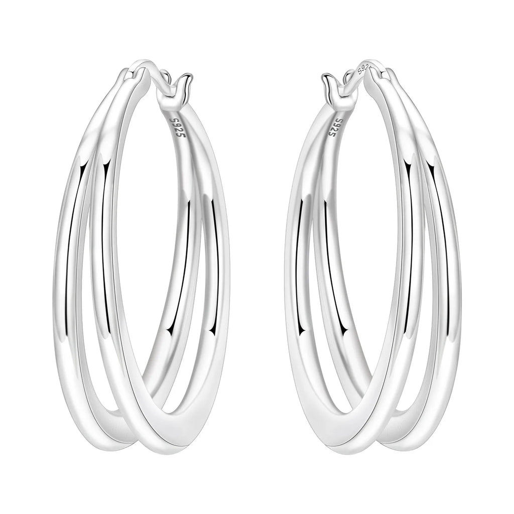 925 Sterling Silver Curve Weaving Large Circle Versatile Hoop Earrings Gift