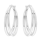 925 Sterling Silver Curve Weaving Large Circle Versatile Hoop Earrings Gift