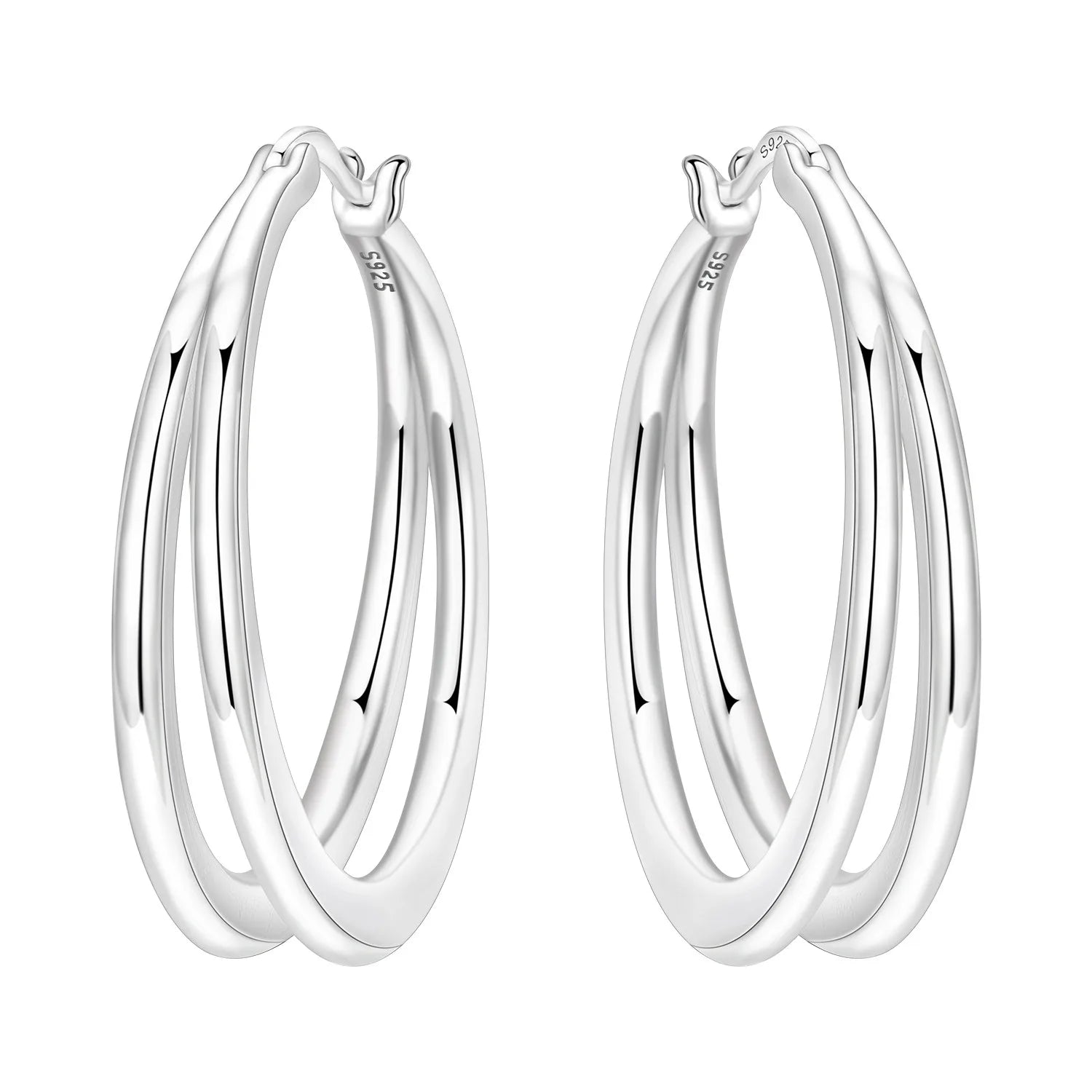 925 Sterling Silver Curled Grass Pattern Flower Hoop Earrings Women's Jewellery