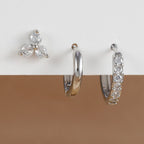 3PCS Sets Exquisite Flower Circle Hoop Earrings 14K Gold Plated