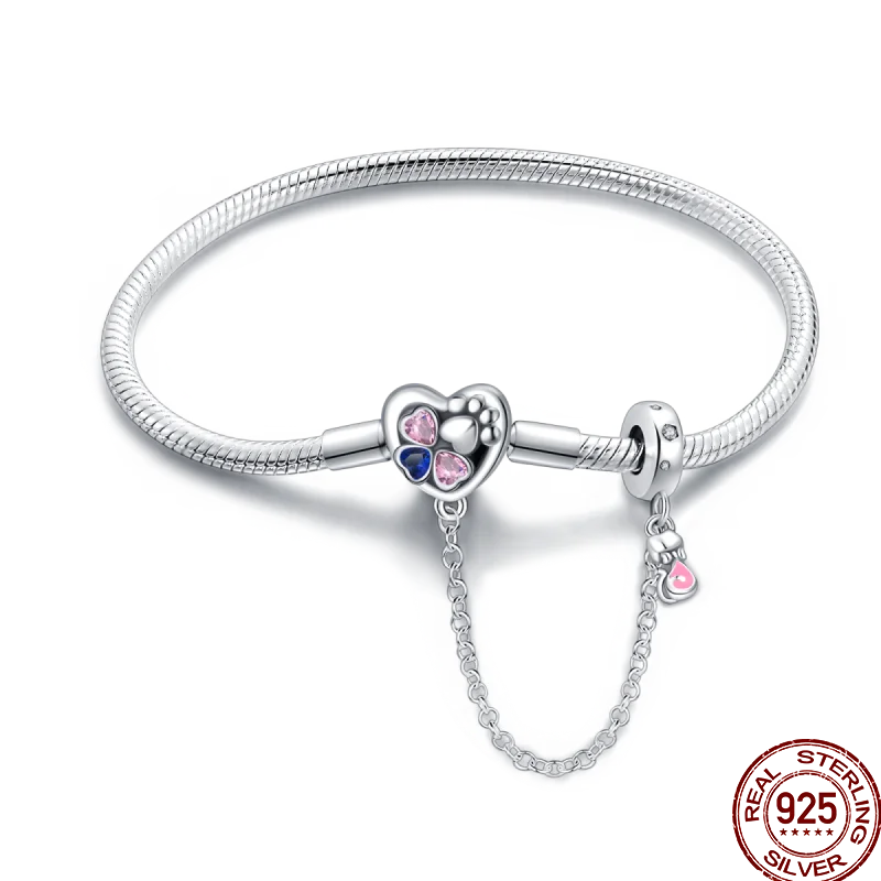 925 Silver 17-20CM Heart Pave Zirconia Original Bracelets Infinity Bracelet Fit DIY Charms Bead Birthday Jewelry Gifts Hot Sale