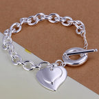 Square Solid Chain Bracelet 925 Sterling Silver Men Women Party Fashion Gift