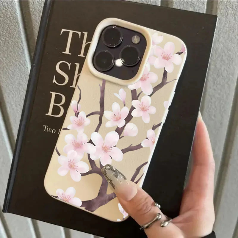 Spring Cherry Blossom Lychee Case for iPhone 17 16 15 14 Pro Max