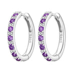 925 Sterling Silver Sparkling Zircon Hoop Earrings Trendy Jewellery Gift