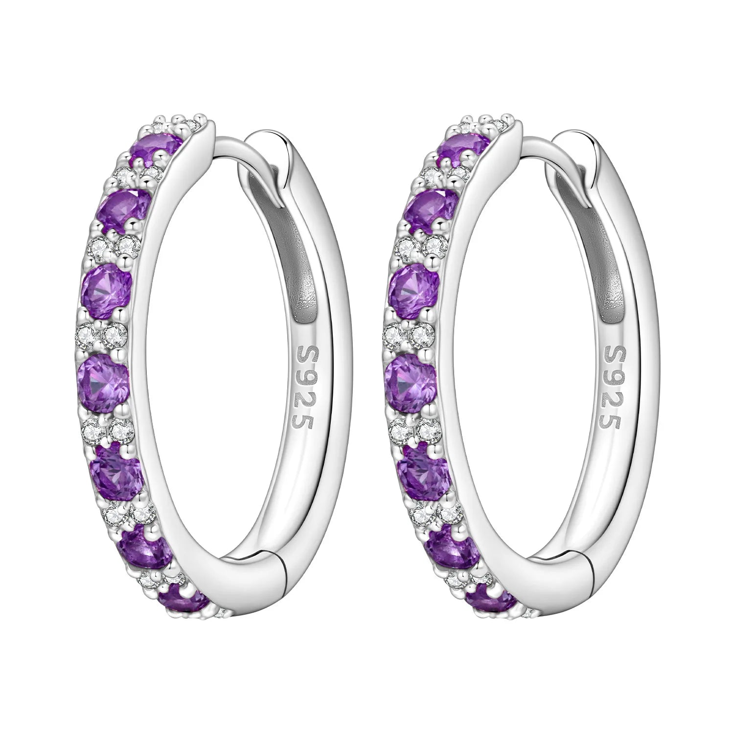 925 Sterling Silver Sparkling Zircon Hoop Earrings Trendy Jewellery Gift