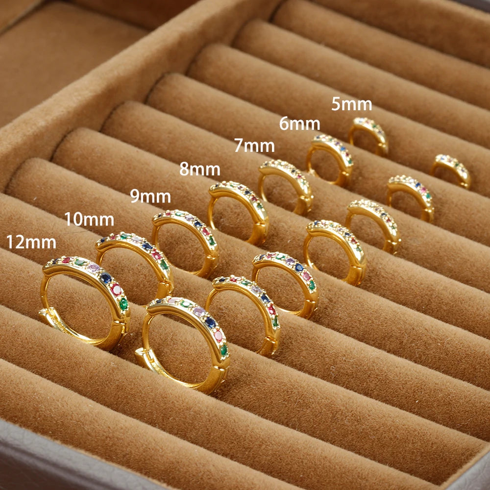 1Pair Stainless Steel Minimal Hoop Earrings Crystal Zirconia Trend