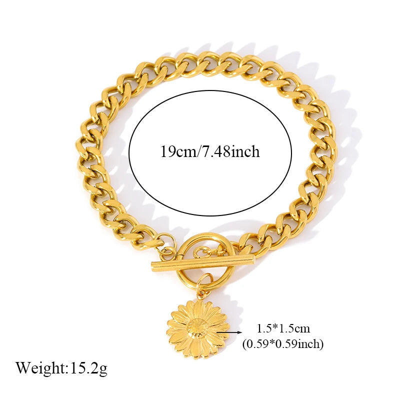 Heart Love Stainless Steel Charm Bracelet 18K Gold Plated Waterproof