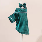 Solid Colour Cat Dog Pajamas Set Soft Home Outfit with Flower Headband
