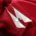 925 Sterling Silver 79mm Frosted Long Earrings Women Fashion Wedding Jewellery