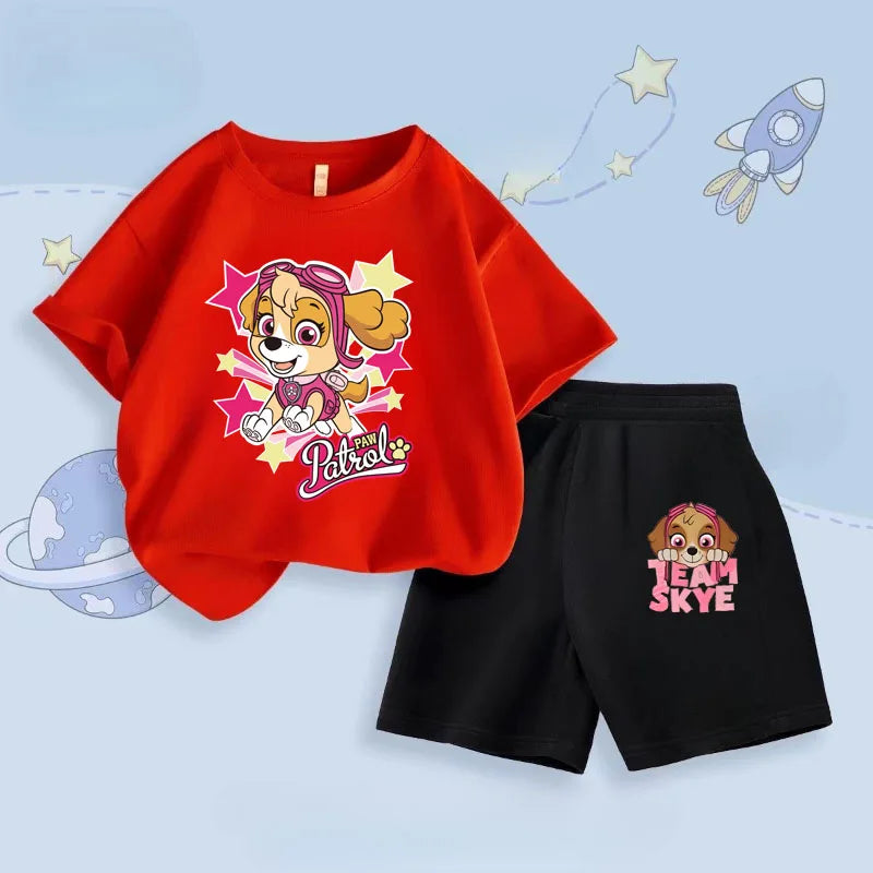 PAW Patrol Girls Short Sleeve T-Shirt and Shorts 2-Piece Summer Set