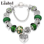 Tibetan Silver Tree of Life Charm Bracelet Green Crystal Flower Bead DIY