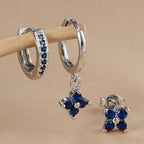 3PCS Gold Colour Crystal Zirconia Drop Earrings Flower Dangle Set