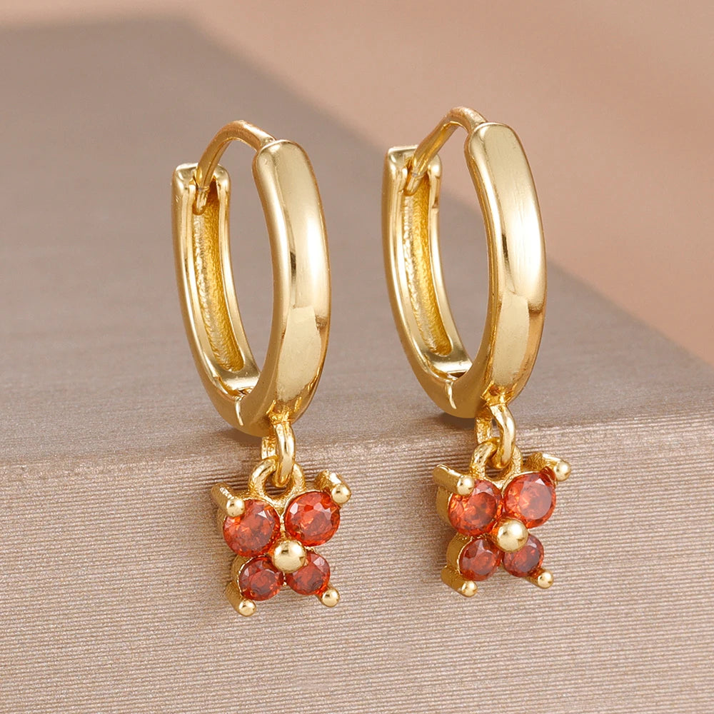 1 Pair Fashion Stainless Steel Zircon Butterfly Pendant Earrings Helix