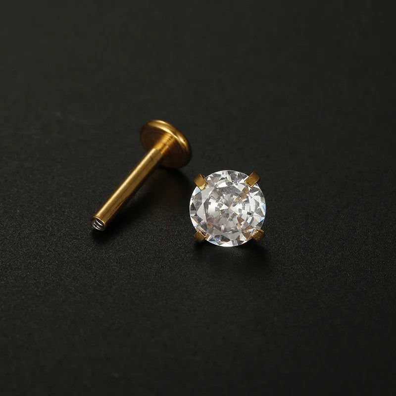 2PCS Trendy Stainless Steel 2/3/4/5mm Zircon Sparkling Stud Earrings