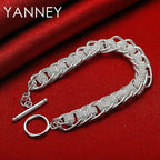 925 Sterling Silver 8-inch Braided Bracelet Men Women Hip Hop Jewellery Gift