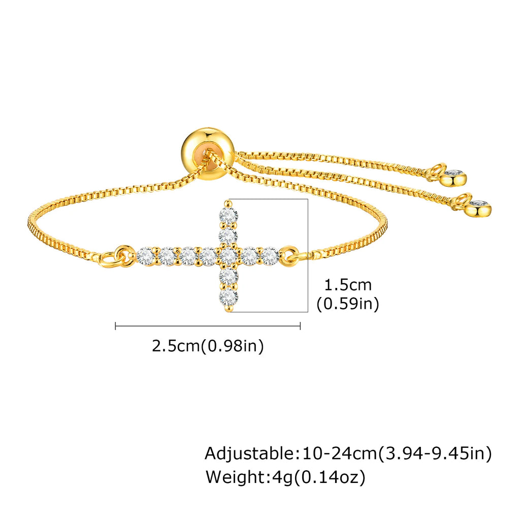 316L Stainless Steel Cross Bracelet for Women, Fashion Adjustable Chain Religious Christian Jewelry