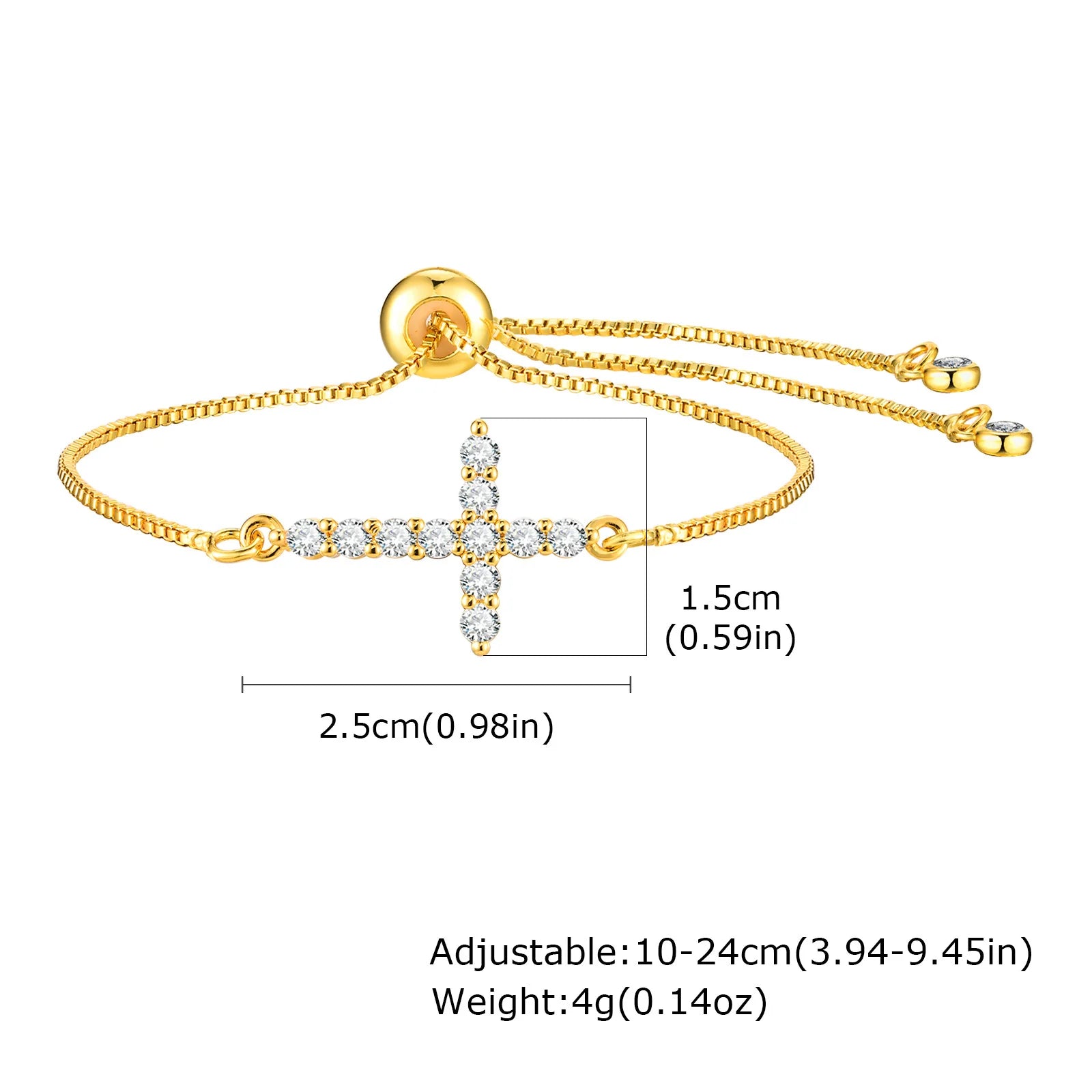316L Stainless Steel Cross Bracelet for Women, Fashion Adjustable Chain Religious Christian Jewelry