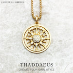 Gold Colour Sun Link Chain Necklace Ethnic 925 Sterling Silver Men Women Gift