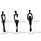 Set of 3 Abstract Figurines Nordic The Thinker Modern Art Sculpture Bookshelf Decor