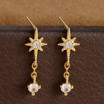 Vintage Crystal Zirconia Stainless Steel Earrings Star Pendant