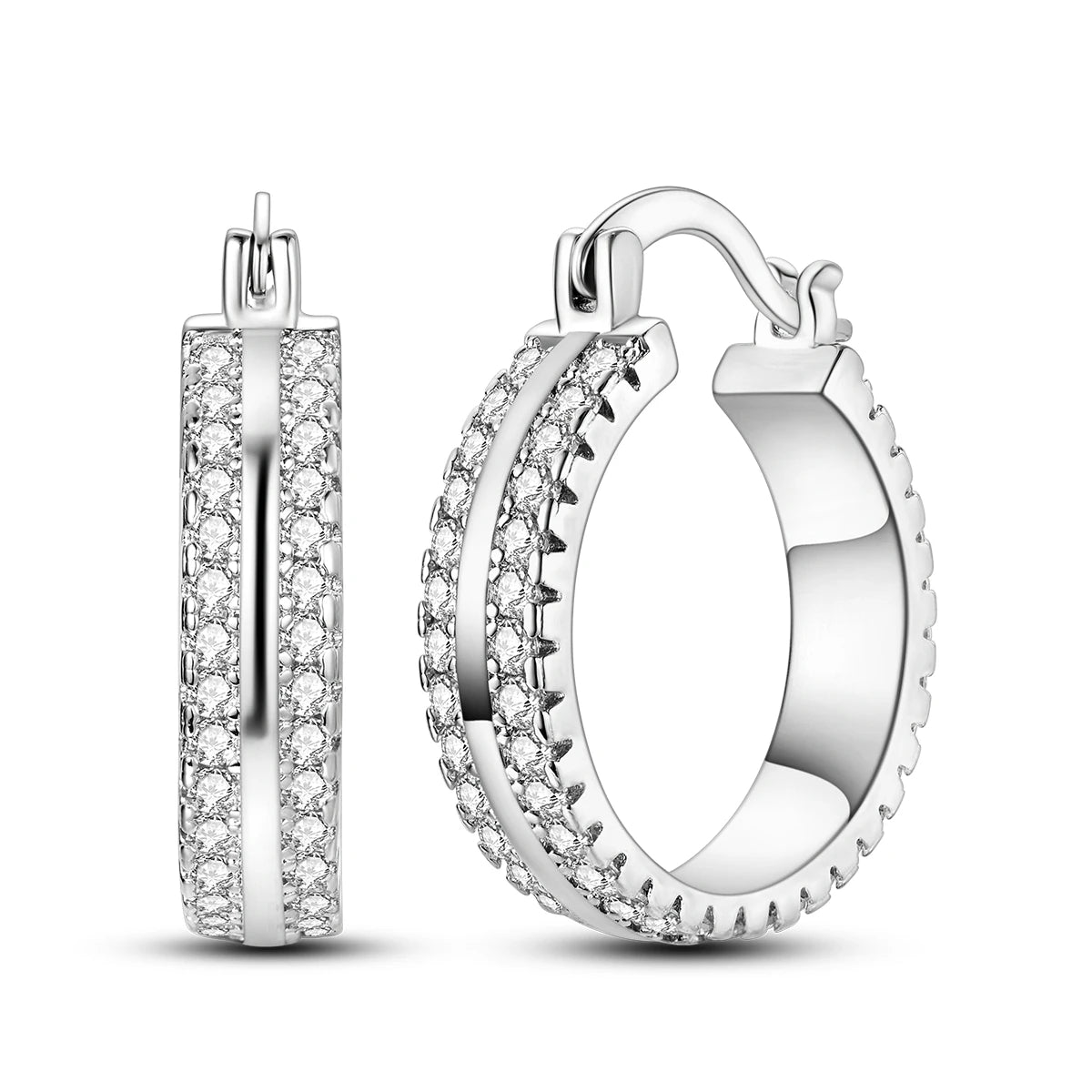 925 Sterling Silver Vintage Patterned Stone Inlaid Hoop Earrings Trendy Gift