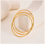 Women Bangle Bracelet Stainless Steel, 18k Gold Plated 2mm Stackable Glossy Thin Jewelry
