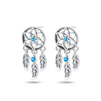 925 Sterling Silver Heart Dreamcatcher Drop Earrings Fashion Versatile Gift