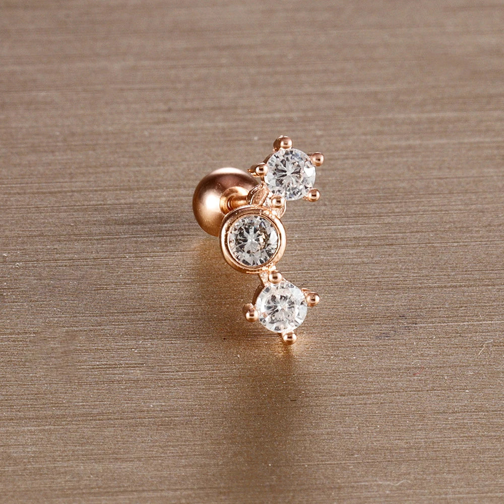 1PC 6 Styles Stainless Steel Mini Zircon Cartilage Piercing Stud