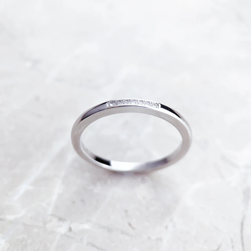 Delicate Band Ring 925 Sterling Silver Classic Fine Jewellery Women Romantic Gift