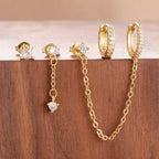 4PCS Women's Earrings Set Stainless Steel Zirconia Moon Star Punk