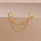 1Piece Stainless Steel Chain Tassel Star Earrings Double Piercing