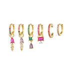 2PCS Trendy Stainless Steel Water Drop Hoop Earring 18K Gold Plated
