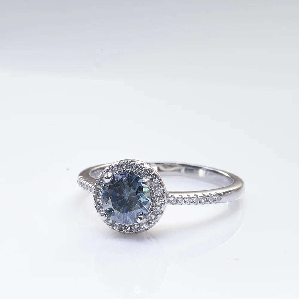 New Grey Color 1CT Moissanite Ladies Ring Silver 925 Jewerly For Women Fashion Engagement Wedding Diamond Party JewerlyRings