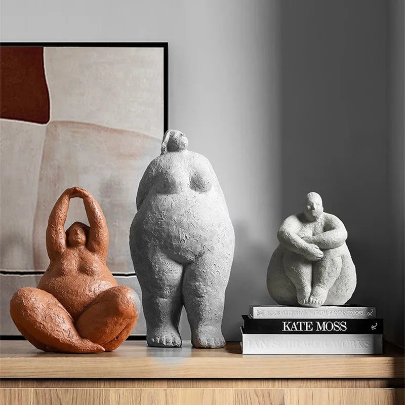 Abstract Fat Lady Statues Dreaming Yoga Women Figure Home Interior Decor Shelf